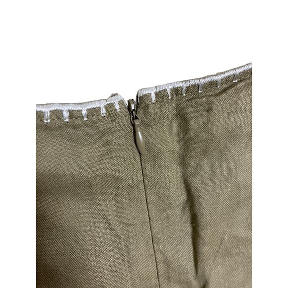 ZARA Green Floral Embroidered Dress | White Flowers Boho Chic Midi - Picture 5 of 6